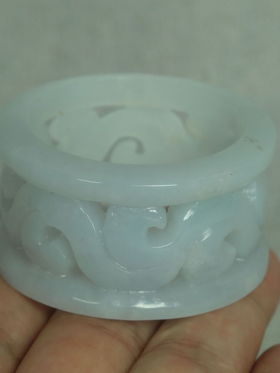 53 mm Certified Icy White 100% Natural A Jade jadeite Bangle Bracelet - Picture 3 of 9